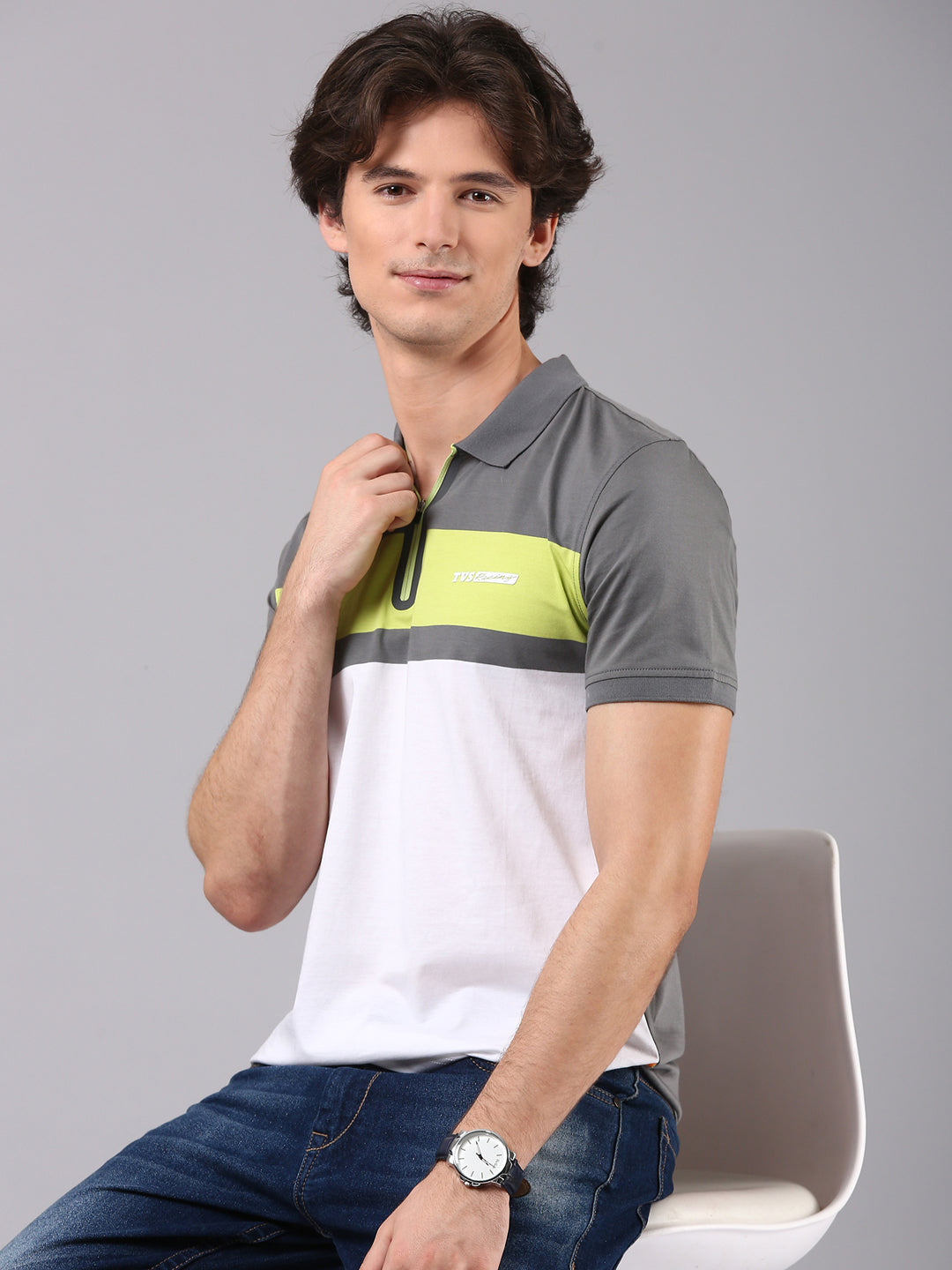 TVS Originals Racing 100% Cotton Mercerised Polo T-Shirt | 180 GSM | Sleek Zipper Placket | Soft Sheen Finish | Lightweight & Durable | Regular Fit | Heat-Sealed Neck | Premium Everyday Wear